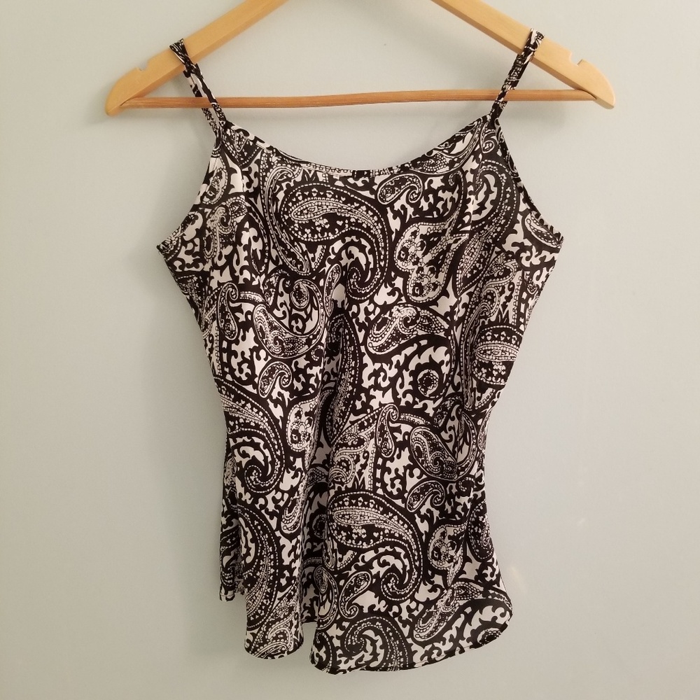 WHBM Black/White Paisley Print Cami Tank Top